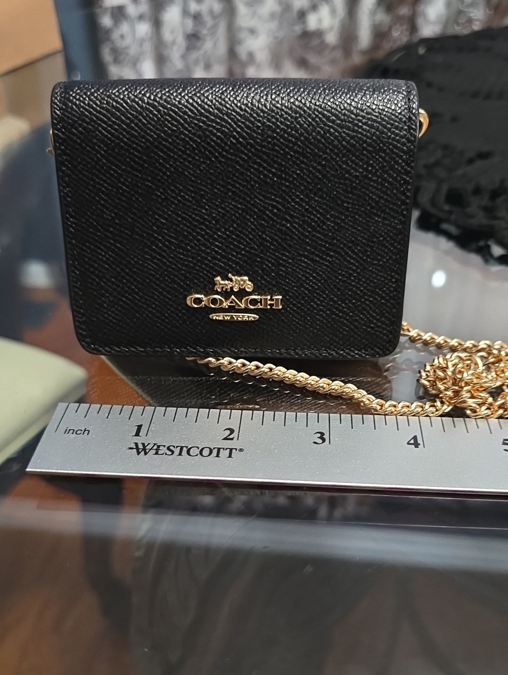 New Coach Black Mini Crossbody with Gold Chain